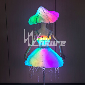 Ensemble de costume lumineux LED méduse océanique arc-en-ciel pour festival, fête, spectacle – Tenue de scène <span class=keywords><strong>futuriste</strong></span> pour femme - Product Image 4