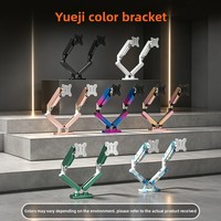 Dudukan Monitor Ganda Grosir untuk Desktop Tanpa Bor, Pengangkat 2 Monitor, Dapat Diputar 90 Derajat, Bahan Aluminium Alloy, Cocok untuk Layar 17-32 Inch
