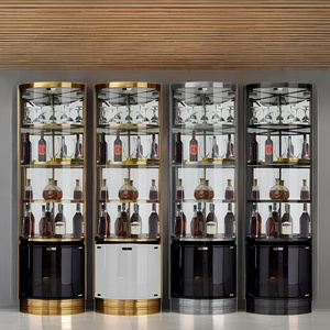 Modern Minimalist <strong>White</strong> Lacquer <strong>Corner</strong> Bar <strong>Cabinet</strong> with Gold Plated Frame and Glass Doors Whole Home Furniture Customization - Product Image 6