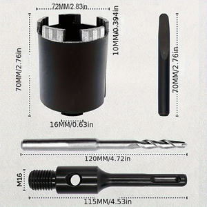 Janelai Diamond Crown for Concrete and Brick, Dry Cut, Adapter for Perforator, <strong>M16</strong> SDS Plus, Microimpact, Top Dust Removal - Product Image 3
