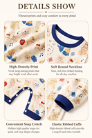 Combinaison pour bébé personnalisée, imprimée, à manches longues, combinaison pour nourrisson, adorable combinaison pour bébé avec motif d'animaux de dessin animé, vêtements de nuit en coton doux, OEM/ODM en gros