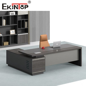 Bureau de direction moderne avec cadre en aluminium, extensible et convertible, pour PDG et managers, mobilier de luxe de haute qualité avec rangement - Product Image 3