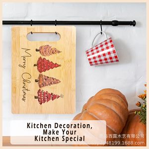 Tabla de cortar de bambú de 11.6x17.6 pulgadas con diseño navideño grabado para uso en la cocina - Product Image 5