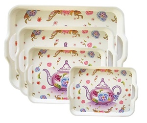 工厂批发塑料滴水带提手的印花PP快餐托盘 - Product Image 1