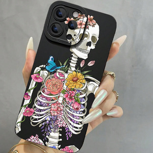 Arte teschio stampa fiore pupilla occhio Pro foro per fotocamera TPU custodia per Iphone 17 X Xr Xs 11 12 13 14 16 Pro Max - Product Image 2