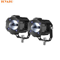 Feux de route pour moto TCYATO, petit canon en acier, LED externe intégrée, faisceau haut et bas, ouverture de type œil de poisson