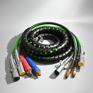 Juego de línea de aire eléctrica <span class=keywords><strong>ABS</strong></span> en espiral <span class=keywords><strong>4</strong></span> en 1 flexible OEM tubo de freno para sistemas de manguera de freno de aire de camión - Product Image 1
