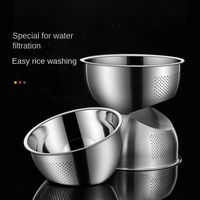 Évier de cuisine multifonctionnel en acier inoxydable extra-épais - Panier de lavage et d'égouttage du riz pour usage domestique, fabriqué à Chaozhou