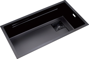 Fregadero de Cocina Nano Negro de Borde Estrecho 760x420mm, Acero Inoxidable SUS304 de Doble Nervadura, Tazón Único, Grifo Extraíble Incluido - Product Image 6