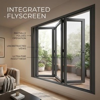 Ventana Plegable Horizontal Moderna de Aleación de Aluminio de Ángulo Amplio para Servicio de Alimentos en Cocinas, Cafeterías, Bares, Terrazas Exteriores y Espacios Sociales