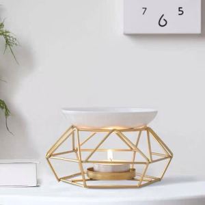 Iron Frame Aroma Essential Oil Candle Burner Ceramic Oil Burner <b>Wax</b> <b>Melt</b> Warmer Delicate Incense Burner - Product Image 4