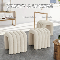 Tabouret de vanité moderne de luxe en velours moelleux, chaise longue, pouf, siège d'appoint pour chambre, salon, salle à manger, manucure