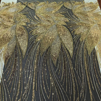 Tissu de luxe brodé de perles arabes, maille Dobby, dentelle, sequins, broderie, motif pailleté pour robe de mariée ou de soirée femme, personnalisable OEM