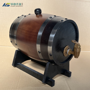 Dispensador de barril de vino de roble macizo pequeño para bebidas y agua Estante de whisky de madera barato con diseño decorativo pintado - Product Image 6