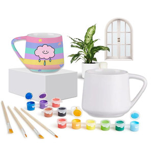 <span class=keywords><strong>Kit</strong></span> de <span class=keywords><strong>peinture</strong></span> DIY pour tasses et poteries en céramique pour adultes, avec peintures et pinceaux pour la créativité artisanale - Product Image 1