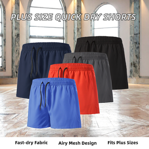 SK Men's Plus Size Summer Solid Hot Shorts Double <b>Layer</b> Drawstring Casual Training Quick Dry Fitness Yoga Mesh Knitted <b>Mid</b> Logo - Product Image 2