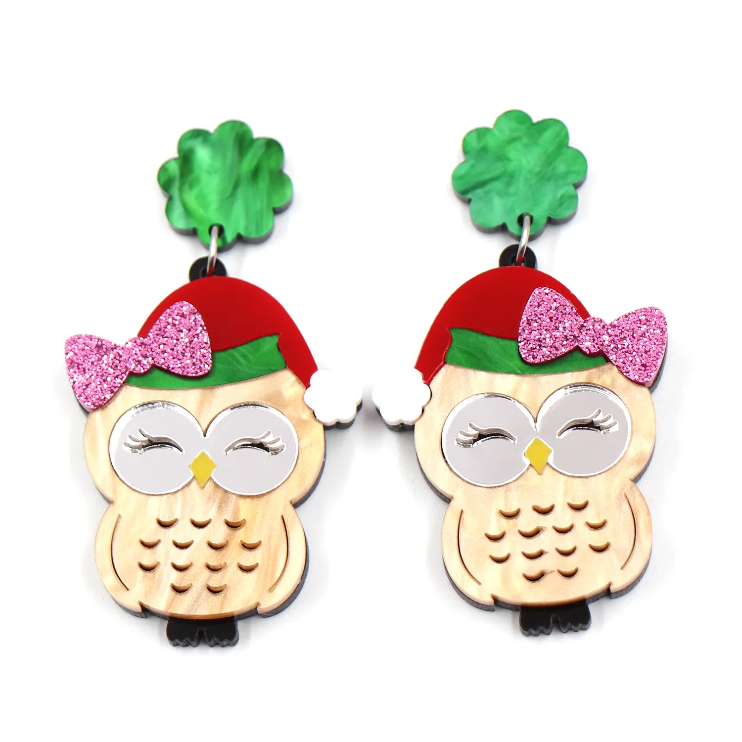 ERS794ER1719 1pair Top fashion CN Drop Owl With Bow TRENDY christmas Acrylic earrings Jewelry for women