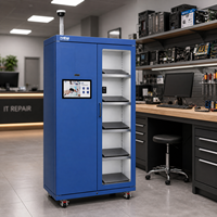 Armoire RFID à double porte pour service de réparation informatique, suivi des pièces détachées et des appareils clients avec inventaire en temps réel et connexion biométrique