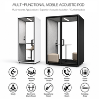 Cabine de réunion acoustique modulaire pour 4 à 6 personnes, cabine de bureau insonorisée autoportante pour discussion d'équipe, avec roulettes mobiles
