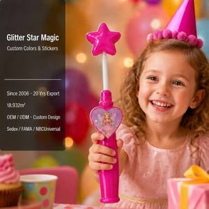 Baguette Lumineuse Danseuse en Plastique Rose, Jouet Électronique avec Poignée Cœur, Effet LED Brillant, Amusant pour Fêtes d'Enfants, Léger, Style Magique - Product Image 1