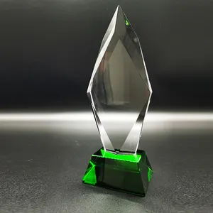 Placa de cristal transparente K9 tallada con láser y trofeo de cristal de obelisco de cristal cuadrado en blanco de alto nivel