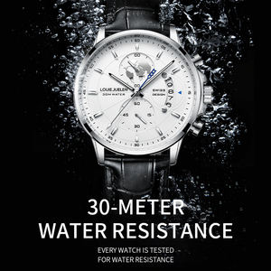 Montre pour homme avec cadran carte du monde personnalisé, fabriquée en Chine, avec boîtier en métal et bracelet en cuir, mouvement à quartz, luminescent, étanche 30M - Product Image 2