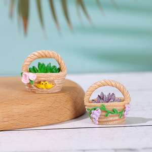 Miniature Resin <b>Flower</b> <b>Basket</b> Ornaments <b>For</b> Desktop Micro Landscape Decorations With Artificial Plants And Figurines - Product Image 4