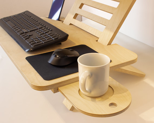 Verstellbarer Holz-Laptopständer Stehpult-Konverter Arbeitsplatz-Schreibtischständer Birkenholz-Tischplatte - Product Image 2