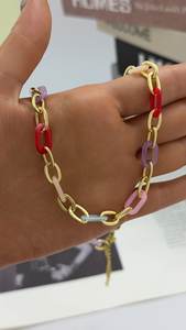 यूरोपीय और अमेरिकी क्रॉस-बॉर्डर गहने स्टेनलेस स्टील डोपामाइन रंग श्रृंखला हार ग्रीष्मकालीन ट्रेंडी रचनात्मक डिजाइन हार - Product Image 3