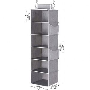 Foldable Custom Manufacturer Hanging Organizer Storage <b>Wardrobe</b> 6 Layers Non-Woven Fabric Closet Organizer - Product Image 3