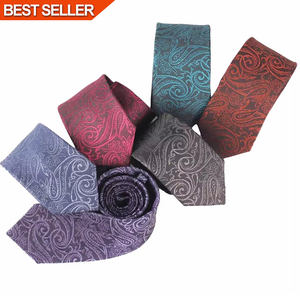 100% シルク手作りネクタイカスタムペイズリー柄織りファッションネクタイ男性用パーティー用 - Product Image 1