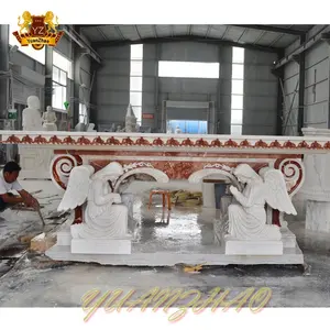 China Factory Wholesale Catholic Church Furniture Hand Carving Natural Solid Marble Stone Altar Table
