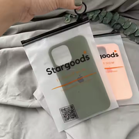 Sac à fermeture éclair personnalisé en PVC givré noir avec logo imprimé, recyclable, résistant à l'humidité, pour accessoires de cadre photo et coque de téléphone 13