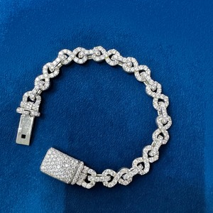 Fabricación India VVS Moissanite Diamond 925 Sterling Silver Infinity Style Hip Hop Joyería cubana Pulsera disponible para la venta - Product Image 3