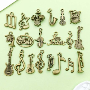 Colgante de instrumento musical de aleación de zinc antiguo, tamaño mediano, I Love Music, accesorio de joyería DIY para pulsera y collar - Product Image 4