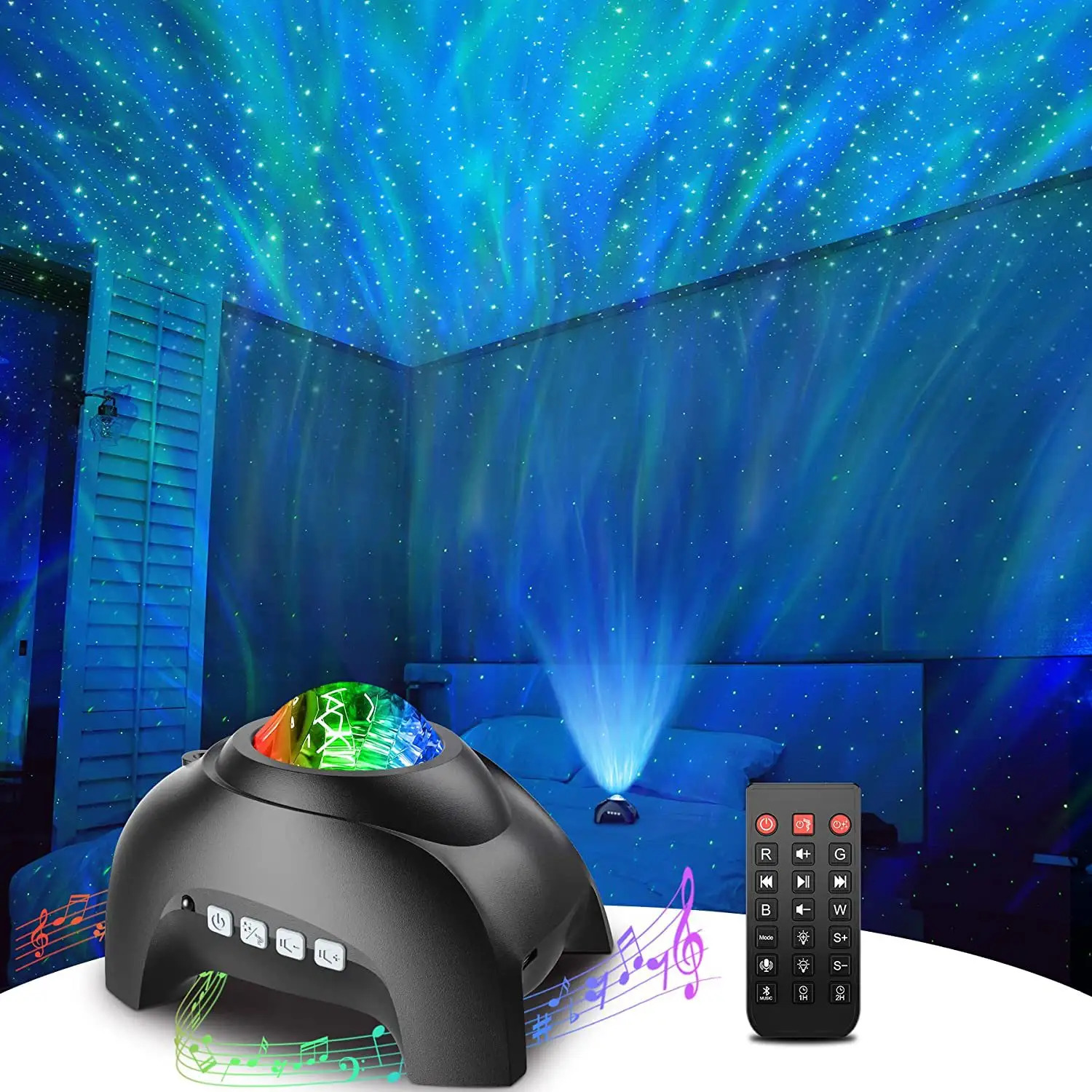 USB Fantasy Aurora Borealis Projektion Sternen himmel Atmosphäre Nachtlicht Galaxy Star Projektor 8 White Noise Bluetooth Lautsprecher