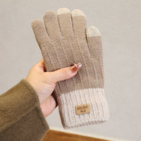 Guantes cálidos de punto elástico para hombre y mujer, manoplas de invierno para mantener el calor, guantes de moda para mujer con dedos completos, guantes de ganchillo para montar a caballo y esquiar