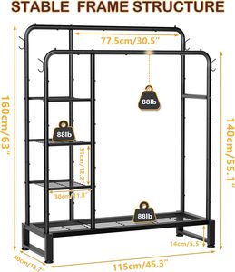 Modern Simple Floor <b>Clothes</b> Drying <b>Rack</b> Adjustable Height Eco-friendly Material Folding Hanging for Bedroom Balcony 6 Hooks - Product Image 3