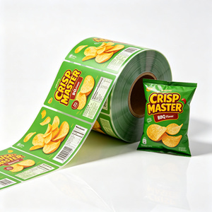 Rouleau de sacs d'emballage en plastique imprimé vert, type stand-up pouch, pour chips, snacks et aliments - Product Image 5