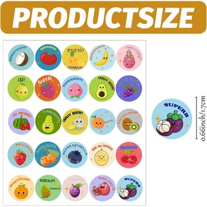 Autocollants et étiquettes personnalisés inspirants et motivants sur le thème des fruits français – Récompenses pour la salle de classe, cadeaux pour les enseignants, logo personnalisé pour le shopping - Product Image 2