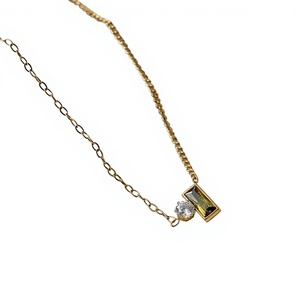 Nuova Collana di Gioielli in Acciaio Inossidabile per Donna, Elegante Collana con Zircone Verde, Regalo di Tendenza - Product Image 3