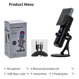 ไมโครโฟนคอนเดนเซอร์ USB เดสก์ท็อปรุ่นภาษาอังกฤษ RGB Zx-776ปลั๊กแอนด์เพลย์สำหรับใช้ในสตูดิโอสำหรับคอมพิวเตอร์ - Product Image 4