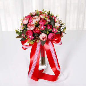 O-X0115 Artificielle Soie Fleurs <span class=keywords><strong>Pivoine</strong></span> Bouquets Roses <span class=keywords><strong>De</strong></span> <span class=keywords><strong>Mariée</strong></span> Poenies Fleur Fleurs Bouquets pour Mariage Décoration <span class=keywords><strong>de</strong></span> La Maison - Product Image 2