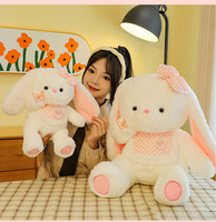 Boneka Kelinci Lucu Warna-warni Telinga Jatuh Bahan Katun PP Super Lembut 40-70cm Hadiah Ulang Tahun Liburan Pasangan Mainan Penenang Anak