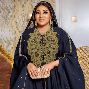 CCY fábrica musulmán Abayas cuentas de diamantes de imitación mujeres africanas vestidos de gasa con capucha Abaya con diamante - Product Image 1