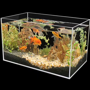 אולטרה לבן קטן freestandplay aquarium ידידותי לסביבה מלבני אקריליק מלבני דגים טנק תצוגה יצירתי חשוף - Product Image 1
