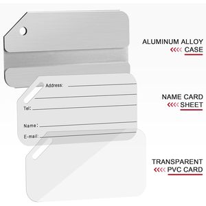 Étiquettes de bagages personnalisées en alliage d'aluminium de haute qualité, à la mode, avec porte-carte d'identité et boucle en acier inoxydable, résistantes à l'eau - Vente en gros usine - Product Image 4