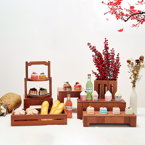 派对婚礼装饰甜点蛋糕架木桌高茶层面包展示架 - Product Image 6