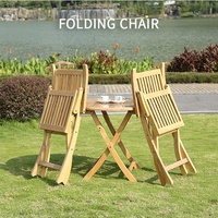 Ensemble de table à manger pliante en bois résistant aux intempéries avec chaises empilables, style ferme, pour parcs, hôtels et villas en extérieur