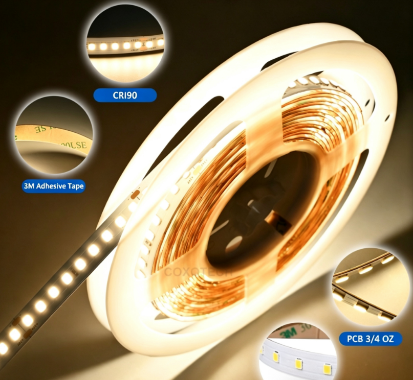 Energy Saving 210lm/W High Efficiency LED Strip 180 LEDs/M Super Bright Flexible Linear Light for Projects 5-Year Warranty